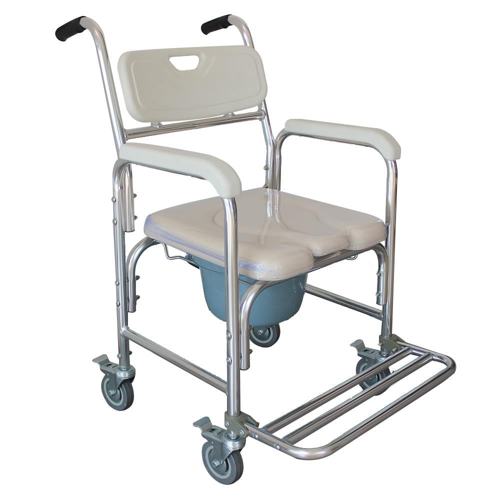 Zimtown Medical Aluminum Shower Chair, Bathroom Commode with Wheels for Adults, Elderly, Rolling ...