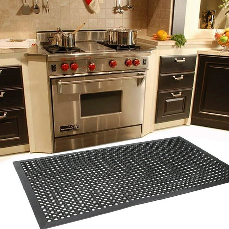 Rubber-Cal Kitchen Mat Anti-Slip Black 36 in. x 60 in. Rubber