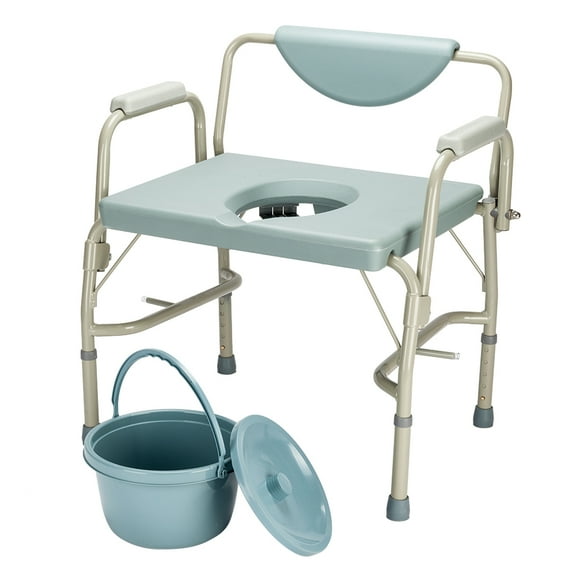 Zimtown Approved 550 lbs Heavy Duty Drop Arm Medical Beside Commode Chair, Homecare Toilet Seat with Safety Steel Frame, Adjustable Height