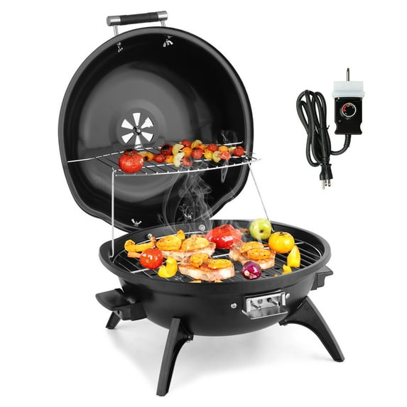 Zimtown BBQ Grill Electric Grill Outdoor Patio Smoker Adjustable Heat,Portable Barbeque,Black