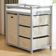 thumbnail image 1 of Zimtown Baby Changing Table,Dresser Baby Diaper Changing Station with Laundry Hamper,Infant Nursing Table with 3 Storage Drawers,Removable Safety Rail & Strap for Bedroom,Gray, 1 of 11