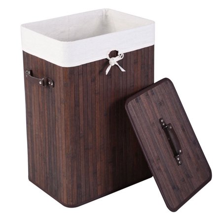 Zimtown Bamboo Hamper Laundry Basket Washing Cloth with Lid Brown