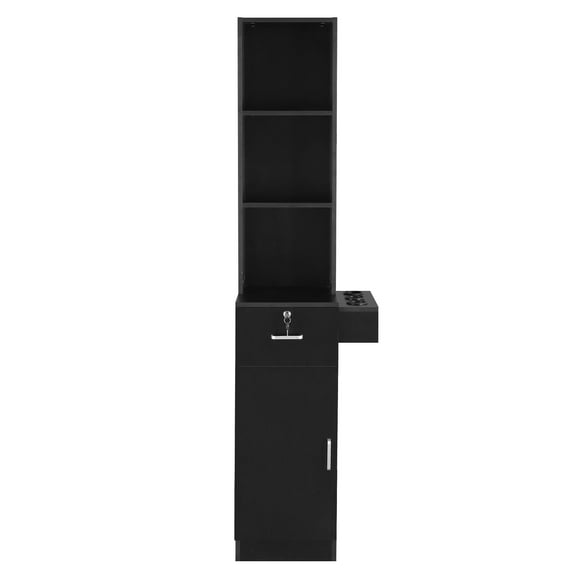 Zimtown Barber Station Cabinet Wooden Hair Styling Storage Locker Beauty Salon Equipment, Black