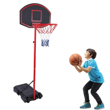 Zimtown Basketball Goal Hoop Stand 6.5ft - 8.3ft Height Adjustable, Movable for Kids Teen Outside Backyard Playing