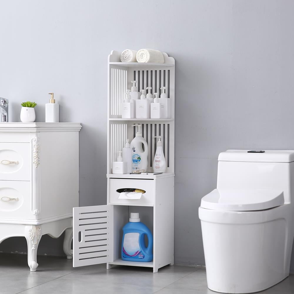 Zimtown Bathroom Corner Shelf,Wooden Floor Storage Cabinet with Drawers ...