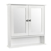 Zimtown Bathroom Medicine Cabinet Mirror, Wall Mount Storage  with 2 Mirror Doors and Shelves, White