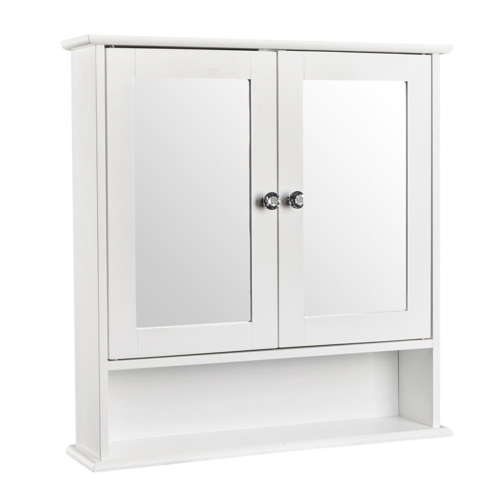 Zimtown Bathroom Medicine Cabinet Mirror, Wall Mount Storage  with 2 Mirror Doors and Shelves, White