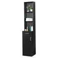 thumbnail image 1 of Zimtown Beauty Barber Station Makeup Hair Salon Cabinet, Freestanding Bathroom Tall Cabinet with 5 Shelves & Drawer, Black, 1 of 14