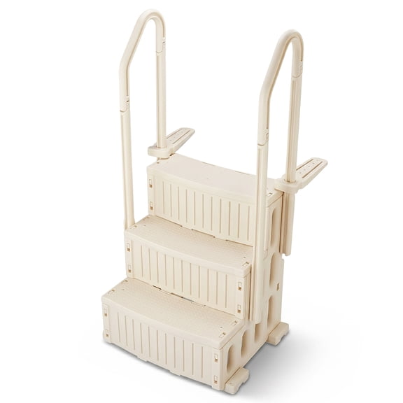 Zimtown Beige 3 Step Above Ground Pool Ladder, Non-Slip Plastic Pool Entry Steps with Safety Handrails for 36in Pools