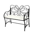 thumbnail image 1 of Zimtown Black Metal Outdoor Bench with Butterfly Backrest, Patio Loveseat Bench with White Cushion, Garden Porch Bench for 2 People, 1 of 9