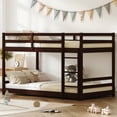 thumbnail image 1 of Zimtown Bunk Bed Twin Over Twin,Kids Low Floor Bunk Bed with Guard Rails for Children Boys Girls Dormitory Bedroom,No Box Spring Needed,Brown, 1 of 10