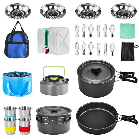 Zimtown 27-Pieces Camping Cookware,Camping Gear Set for 4 People ...