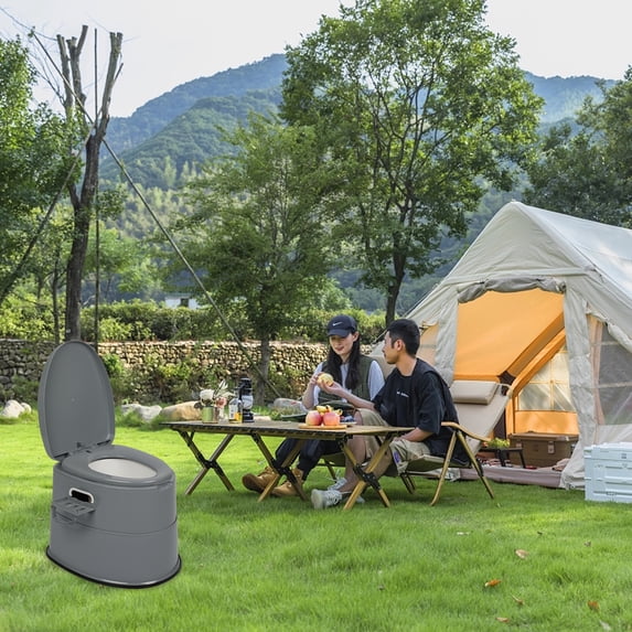 Zimtown Camping Toilet with Detachable Bucket and Toilet Paper Holder Grey