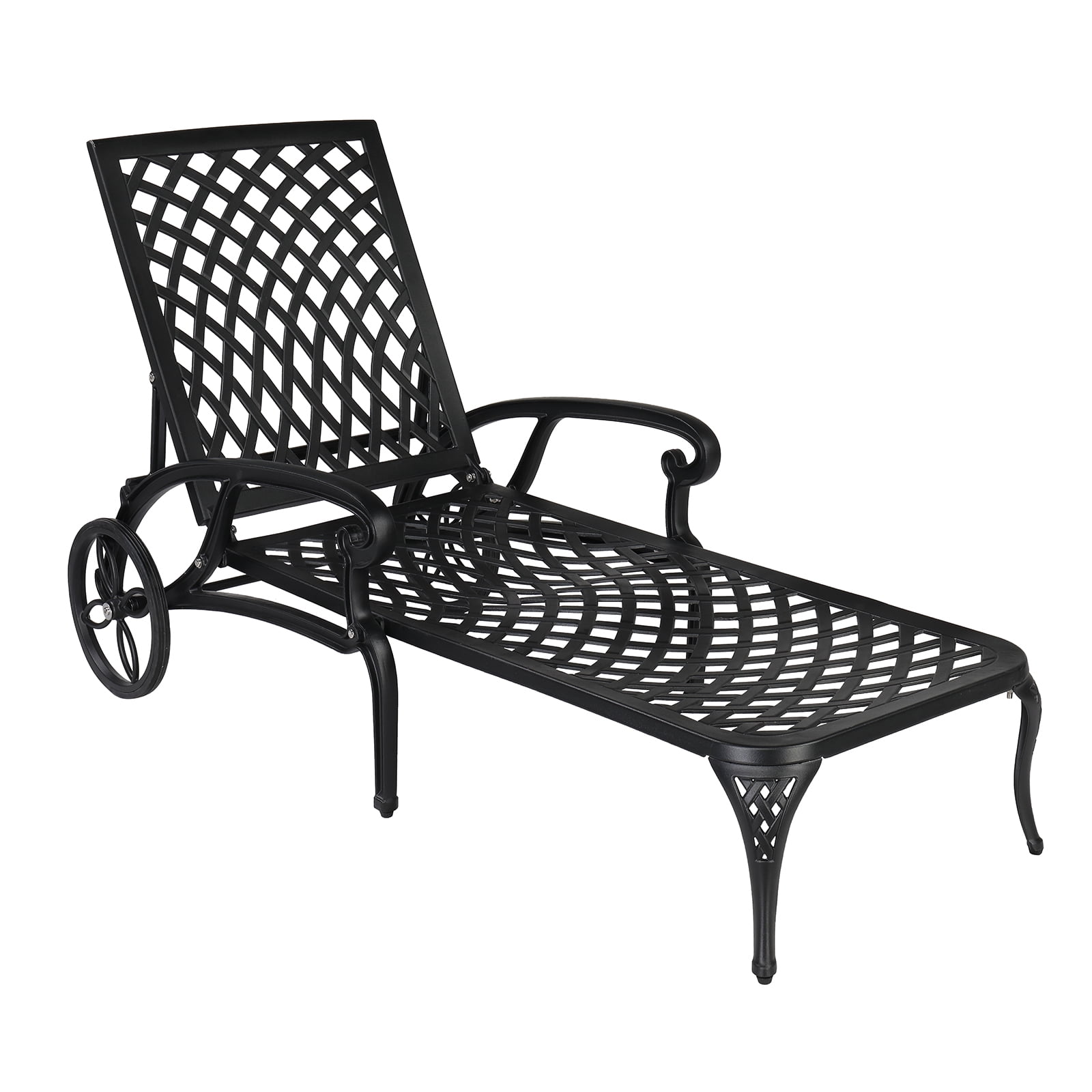 Zimtown Cast Aluminum Lounge Chair Adjustable Patio Recliner, Patio