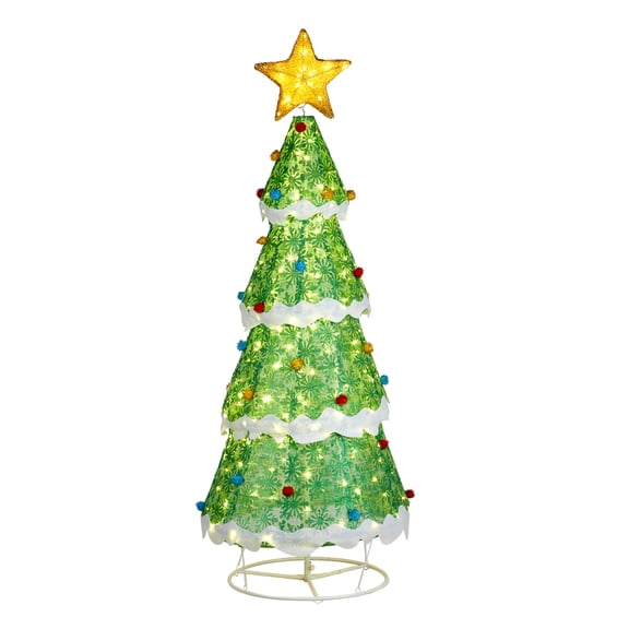 Zimtown Christmas Tree Decoration Pre-Lit 6.5ft Christmas Decoration Pop-Up Tree w/ 200 LED Lights