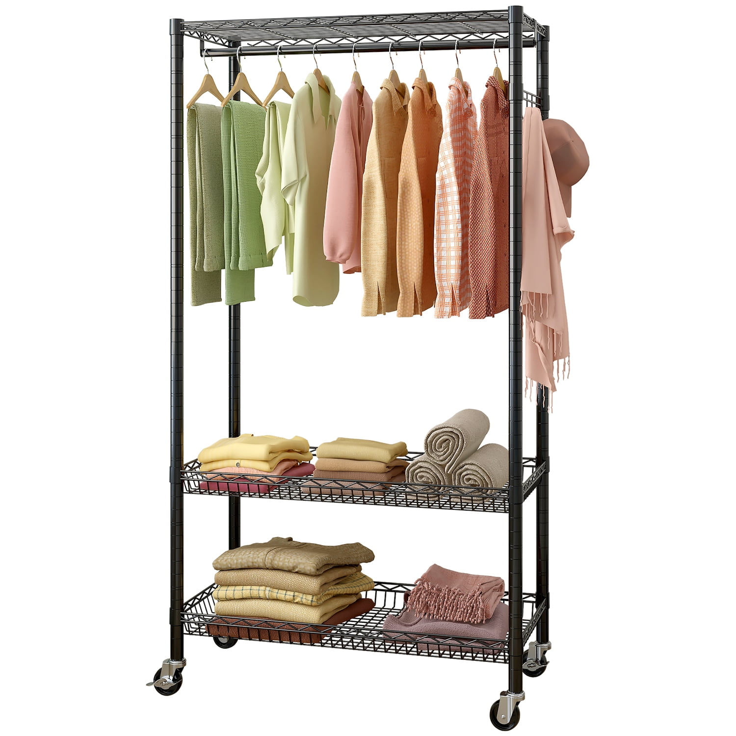 Zimtown Clothes Rack with 4 Universal Wheels Standard Rolling Clothes