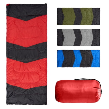 Zimtown Cold Weather Rectangular Sleeping Bag - Lightweight Camping Essential with Storage Bag, Use for  42-68 ℉, Red