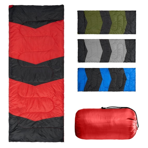 Zimtown Cold Weather Rectangular Sleeping Bag - Lightweight Camping Essential with Storage Bag, Use for 42-68 ℉, Red