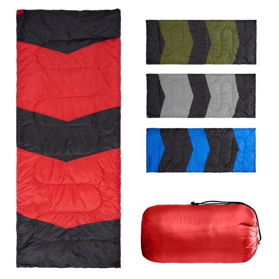 Zimtown Cold Weather Rectangular Sleeping Bag - Lightweight Camping Essential with Storage Bag, Use for 42-68 ℉, Red