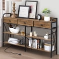 thumbnail image 1 of Zimtown Modern Console Table with Power Outlet, 55" Narrow Sofa Table Industrial Entryway Table with USB Ports, Behind Couch Table for Entryway, Hallway, Foyer, Living Room, Bedroom, Brown, 1 of 10