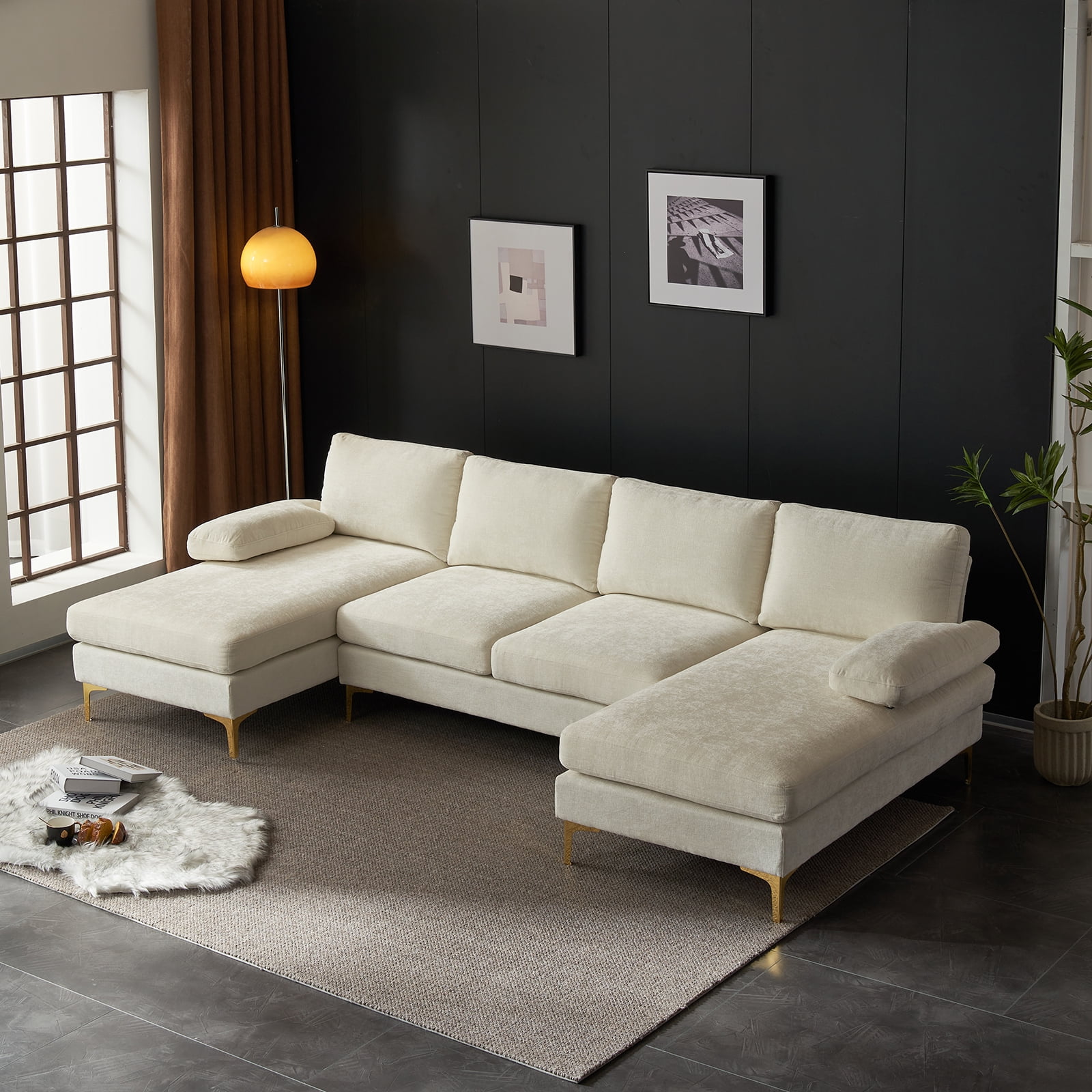 Zimtown Convertible Sectional Sofa,U Shaped Couch with Double ...