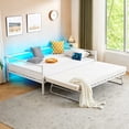 thumbnail image 1 of Zimtown Daybed with Trundle Included, Twin Size Metal Daybed Frame with Pull out Trundle Bed, No Box Spring Needed,White, 1 of 10