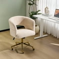 thumbnail image 1 of Zimtown Desk Chair with 360 Swivel Adjustable Flannel Accent Chair for Vanity Bedroom Office, Beige, 1 of 10