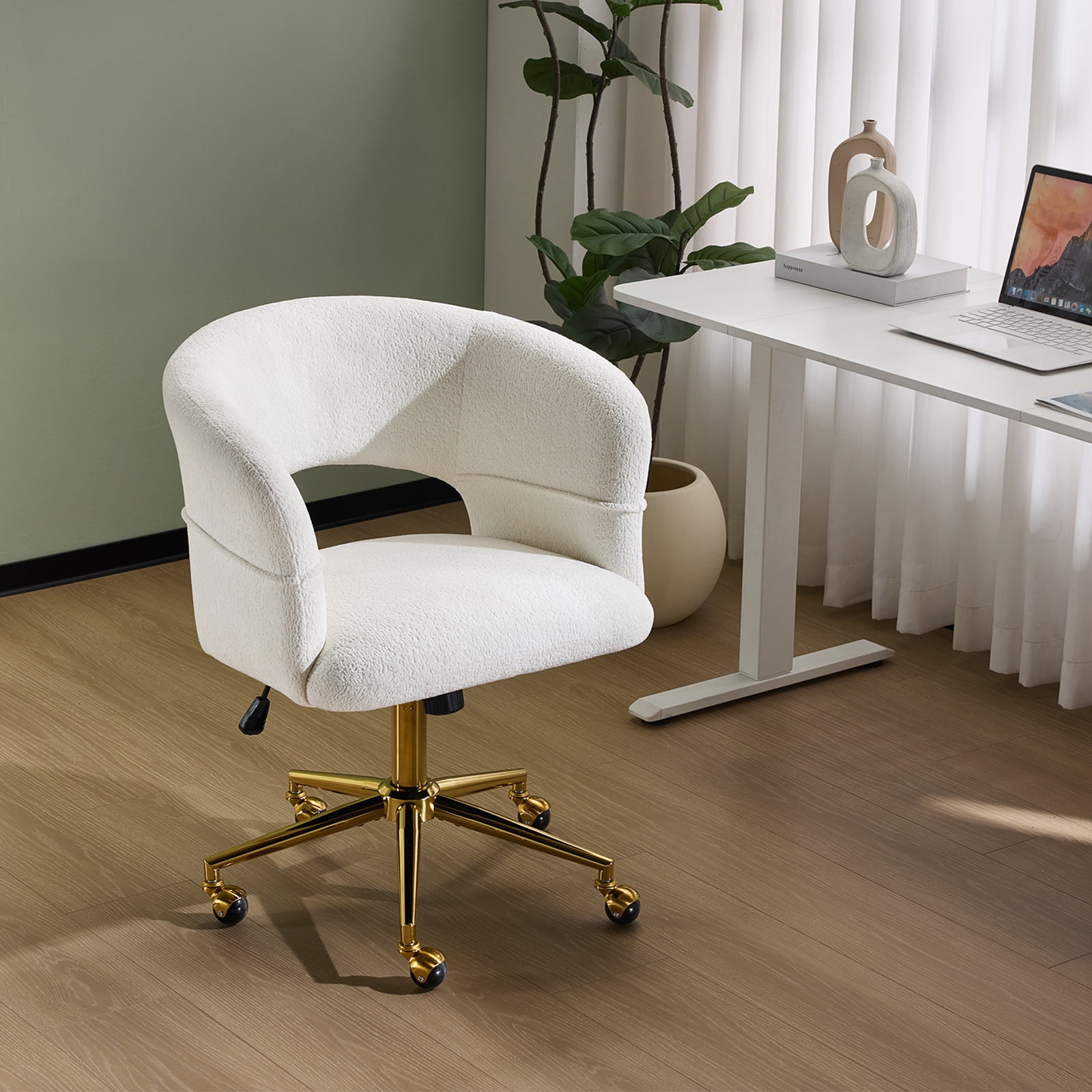 Zimtown Desk Chair with 360 Swivel Adjustable Flannel Accent Chair