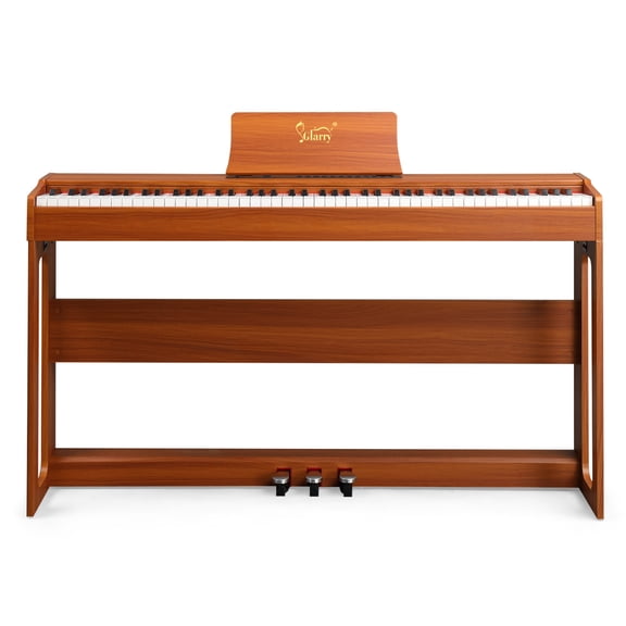 Zimtown Digital Piano 88-Key Home Full Weighted Hammer Heavy Action for Beginer, Portable Electric Keyboards Piano, Triple Pedals (Brown)