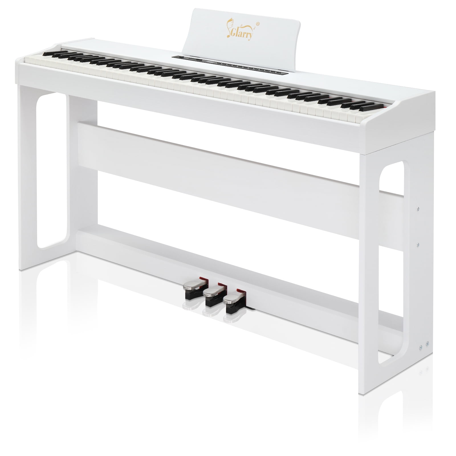 Zimtown Digital Piano 88-Key Home Full Weighted Hammer Heavy Action for Beginer, Portable Electric Keyboards Piano, Triple Pedals (White)