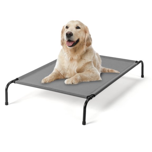 Zimtown 50x31x8in Raised Dog Bed, Washable Chew-Proof Outdoor Dog Cot, Large Light Gray