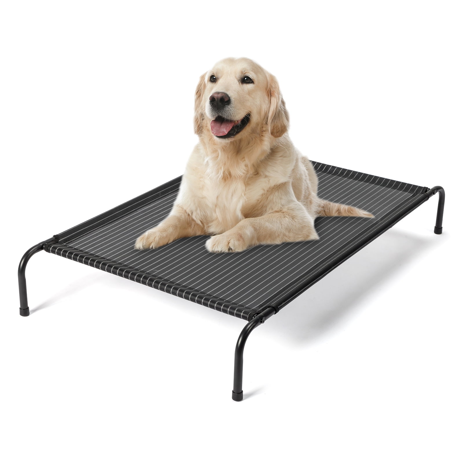 Zimtown  Dog Bed, 50*31*8 in Raised Dog Beds, Washable Outdoor Dog Cot, Chew Proof Pet Bed , Large, Black and White stripes