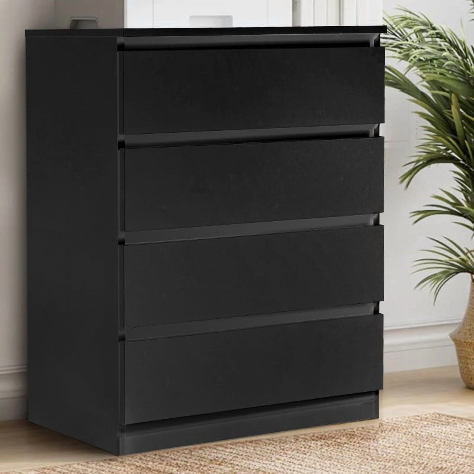 Zimtown Dresser for Bedroom with 4 Drawers, Chest of Drawers, Tall Dresser Drawers, Hallway, Living Room, Closet, Black