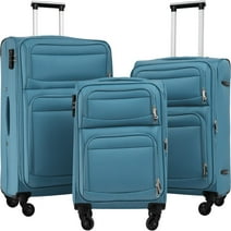 Zimtown Expandable 3 Piece Softside Suitcase Luggage Set, Lightweight Luggage Travel 22in 26in 30in, Azure Blue