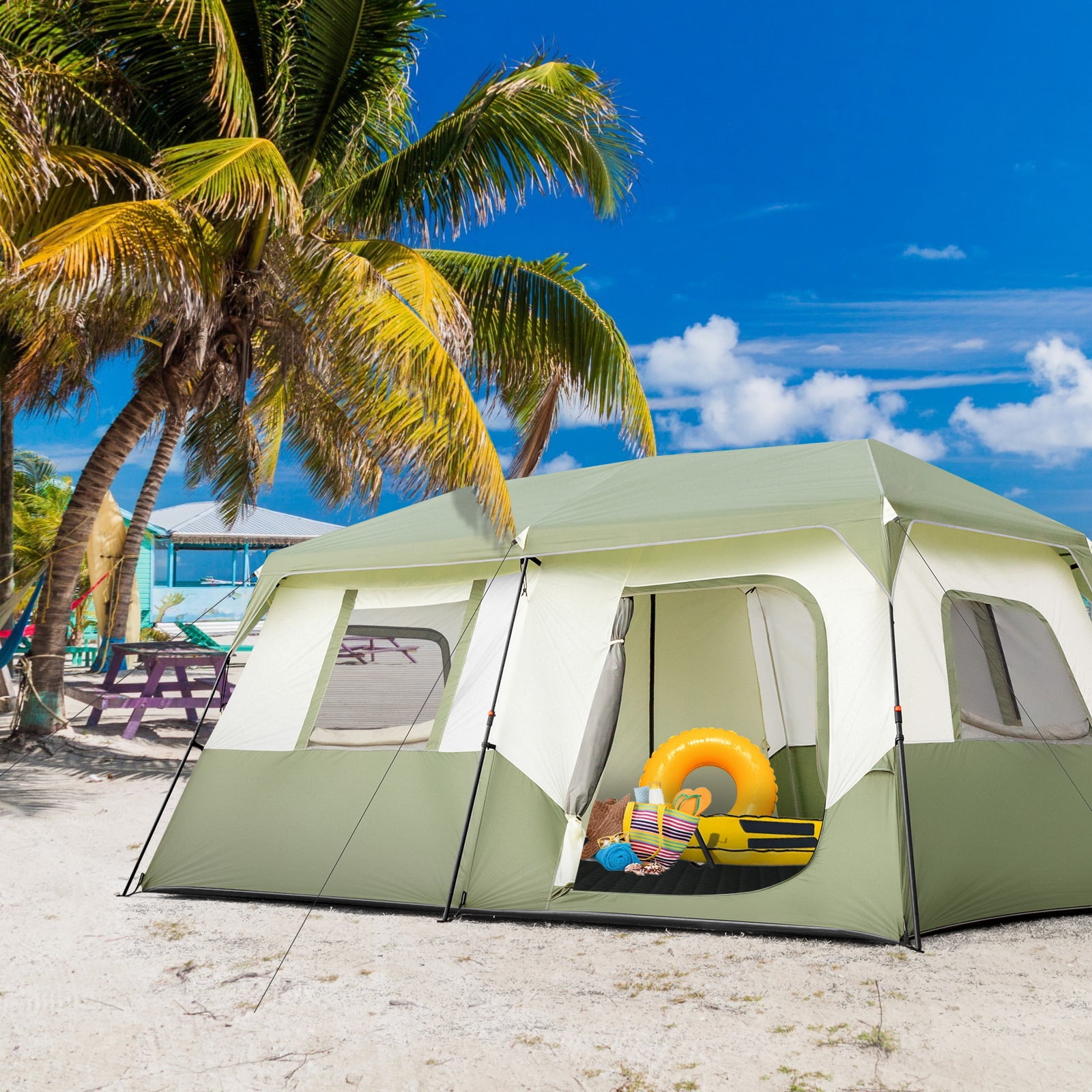 Zimtown Family Tent 8 Person Instant Cabin Tent for Outdoor, Picnic, Camping, Friends Gathering Green