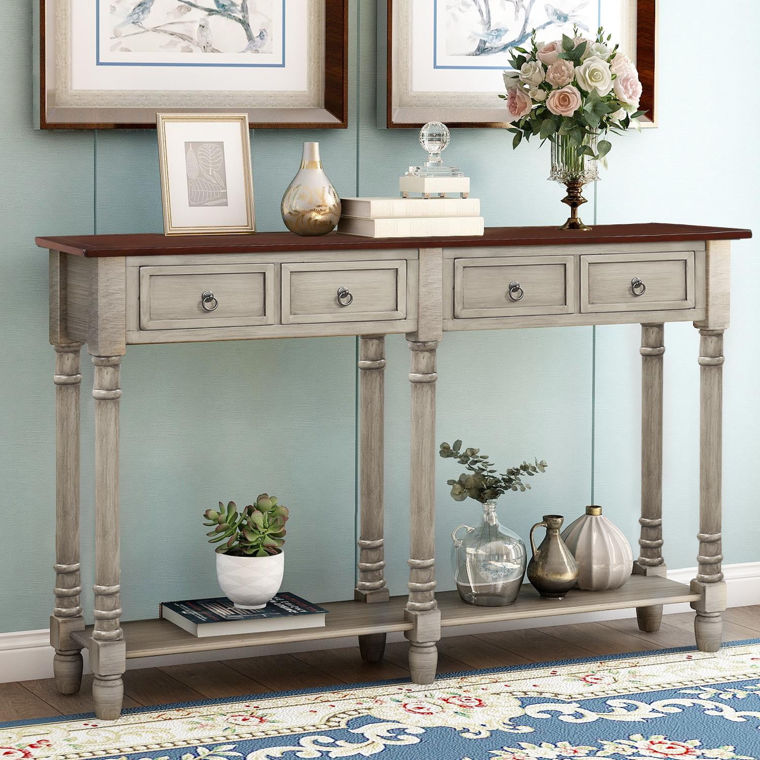 Zimtown Farmhouse Wood Buffet Sideboard Console Sofa Table Side Desk