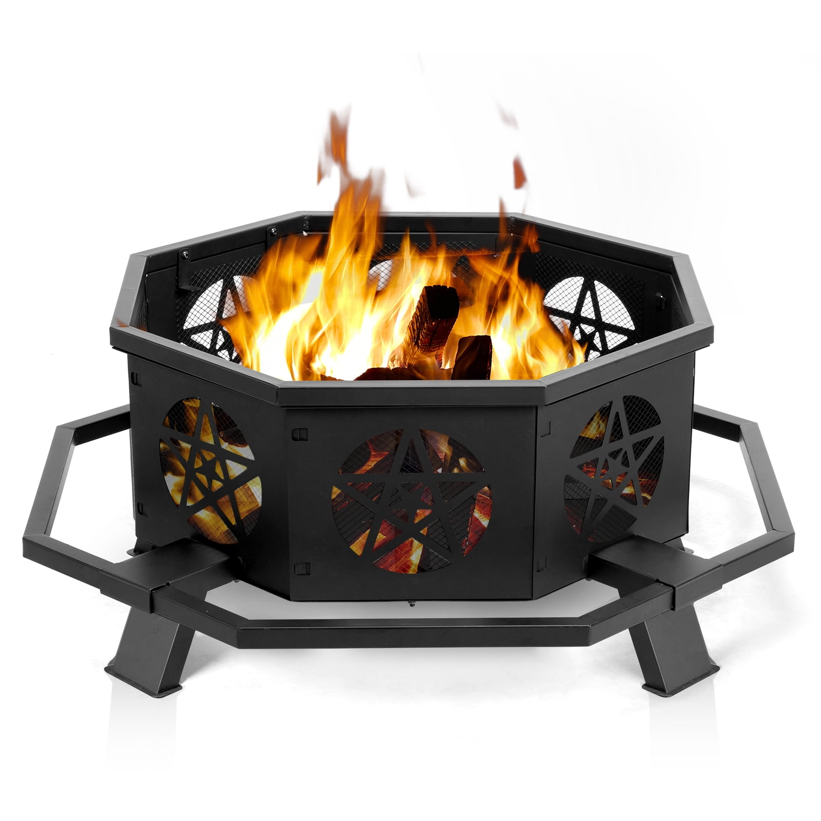 Zimtown Fir Pit for Outside 43 inch Iron Wood Burning Fir Pit with Anti-scald Footrest