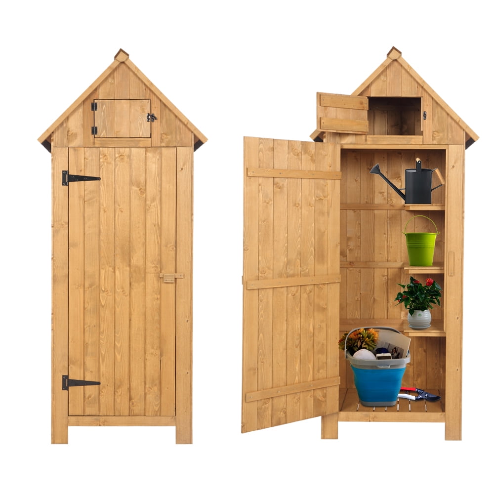 Zimtown Fir Wood Garden Storage Shed, 70.47" x 30.31" x 21.38", Natural