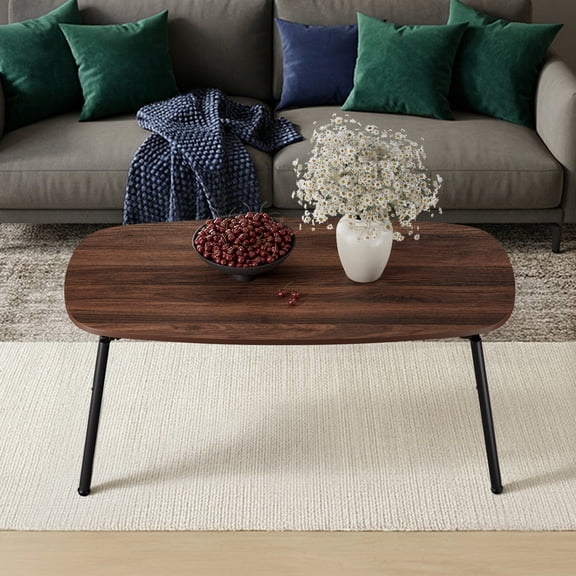 Zimtown Folding Coffee Table, 31.5" Portable Wood Small Table Study Lap Desk for Living Room, Home, Office, No Assembly Needed, Walnut