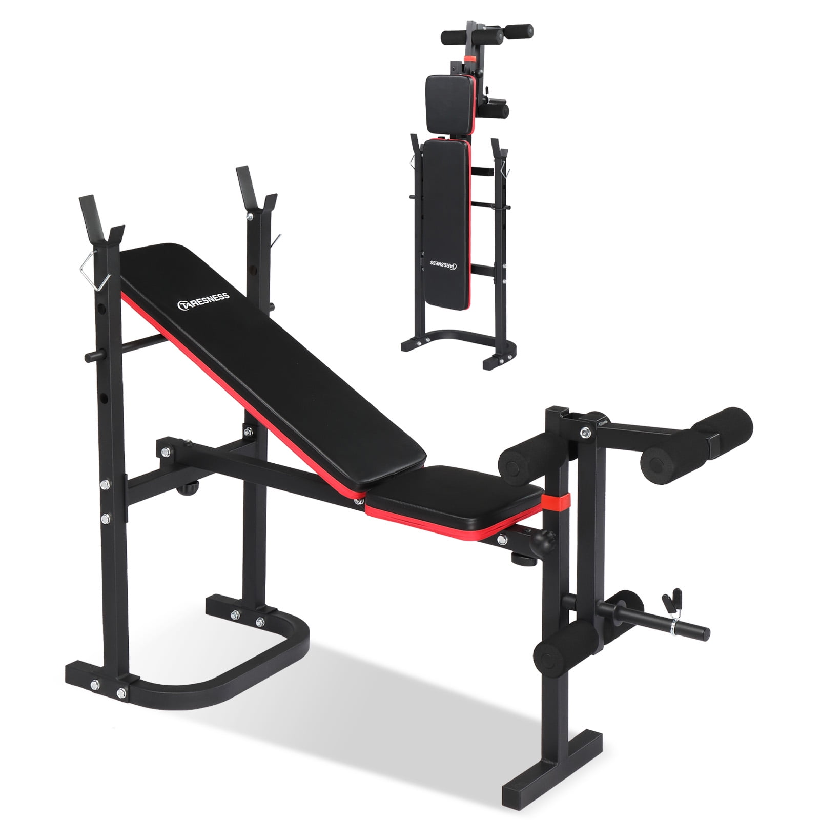 Zimtown Folding Olympic Weight Bench Adjustable Professional Multi Functional Workout Bench set for Weight Lifting and Strength Training