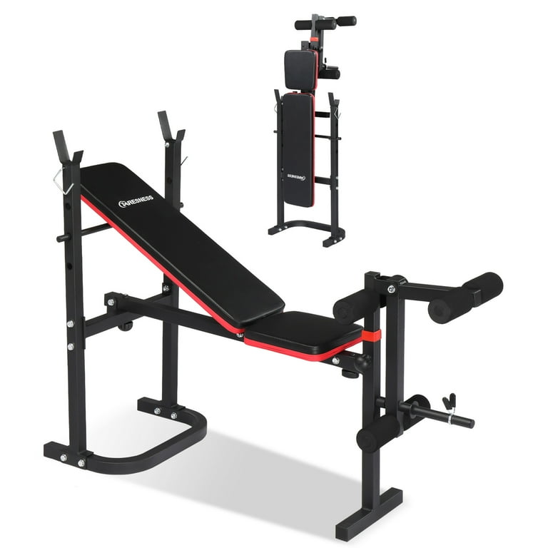 Zimtown Folding Olympic Weight Bench Adjustable Professional Multi Functional Workout Bench set for Weight Lifting and Strength Training