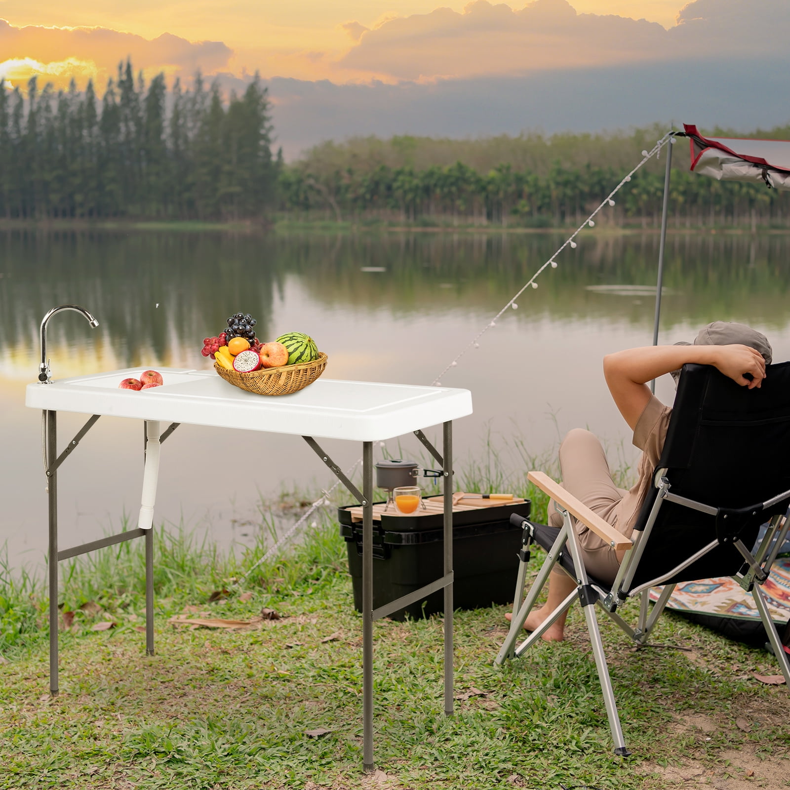 Zimtown Folding Portable Fish Table Fish Fillet Hunting Cutting