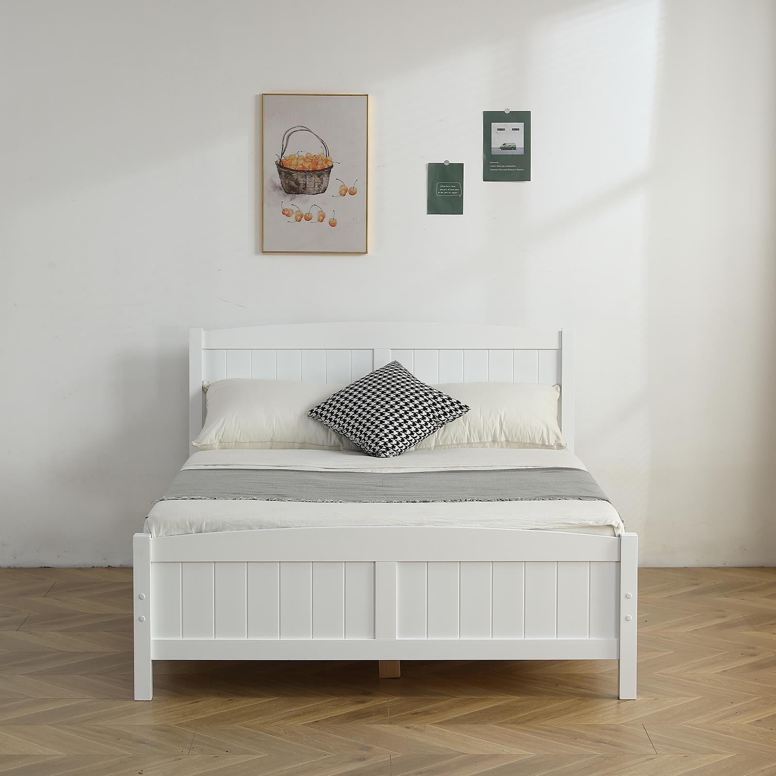 ベッドフレーム bed frame with mattress Zimtown Full Bed Frame,Solid Pine Wood Twin Platform Bed