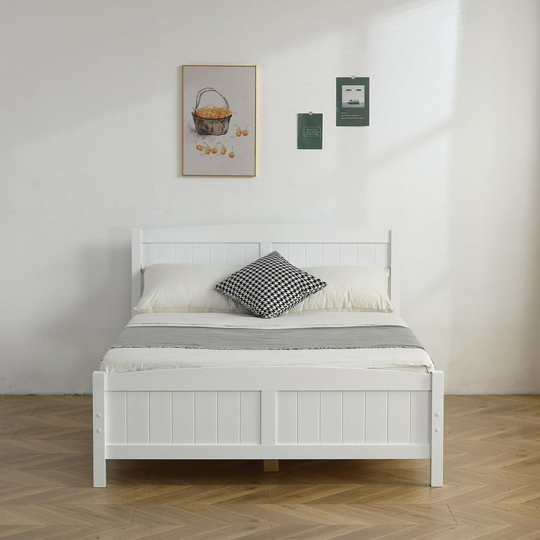 Zimtown Full Bed Frame,Solid Pine Wood Twin Platform Bed
