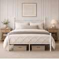 thumbnail image 1 of Zimtown Full Bed Frame with Smart LED Light, Metal Platform Bed with Charging Station, White, 1 of 10