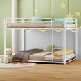 thumbnail image 1 of Zimtown Full-over-Full Bunk Bed, Low Profile Junior Bunk Bed Frame, White, 1 of 10