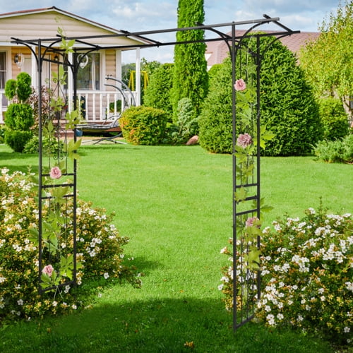Zimtown Garden Arch Arbor Iron Flat Top Archway for Climbing Plants Wedding Party