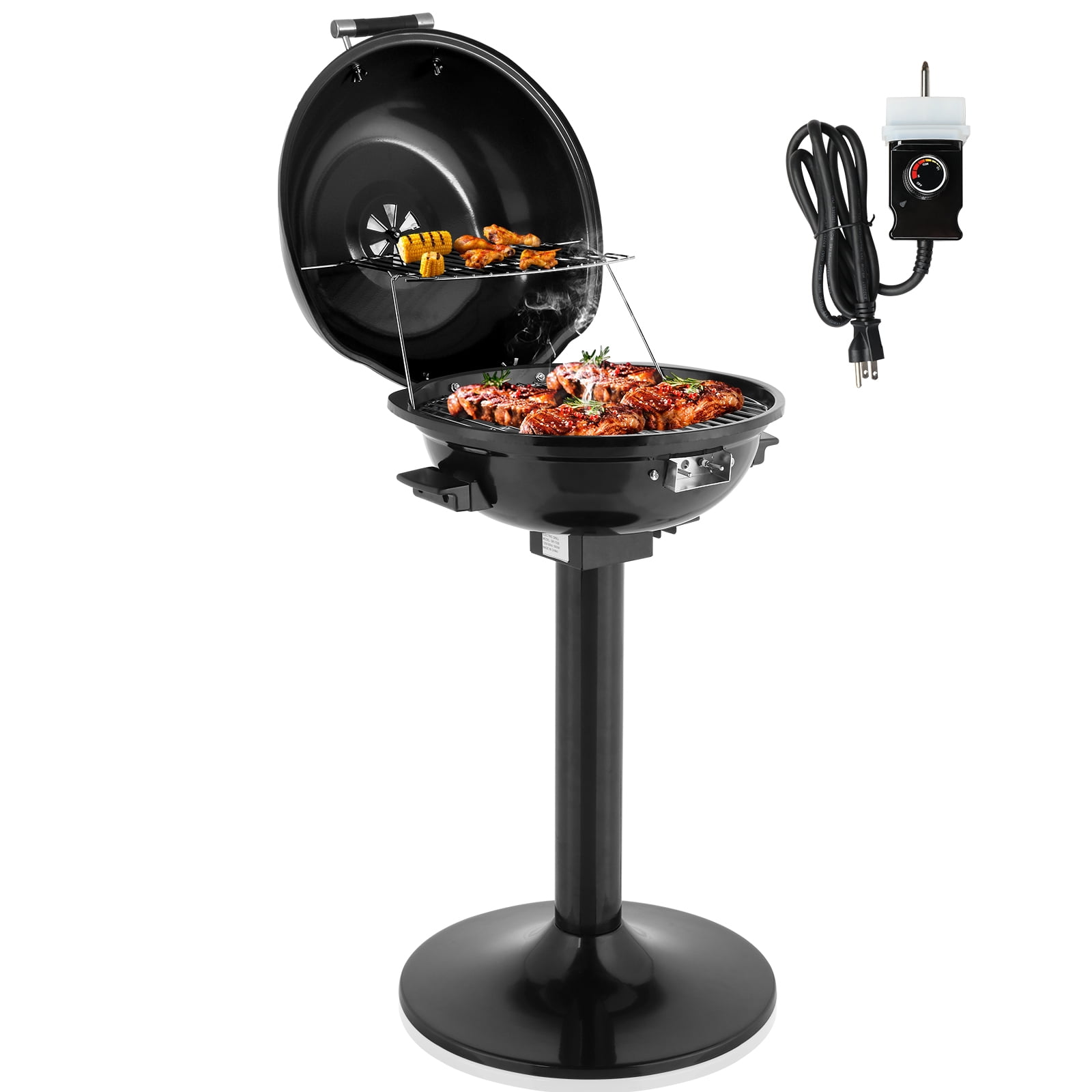 Zintown Grill Electric Grill Outdoor Standing Barbeque Grill Adjustable Temperature Control for Patio Backyard Black