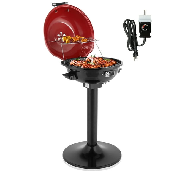 Zimtown Grill Electric Grill Outdoor Standing Barbeque Grill Adjustable Temperature Control for Patio Backyad Red