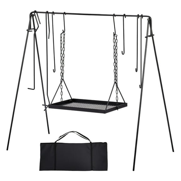 Zimtown Grill Swing Campfire Cooking Stand,BBQ Grill Hanging Rack with Carry Bag,Hooks